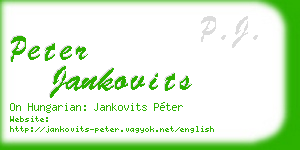 peter jankovits business card
