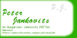 peter jankovits business card